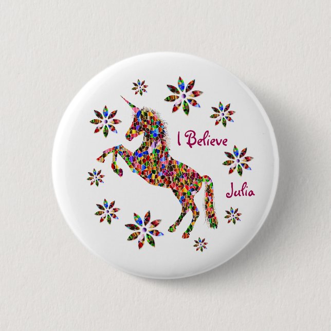 Magical Unicorn Flowers 6 Cm Round Badge (Front)