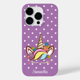 Magical Unicorn Girl Name Floral Purple Birthday Case-Mate iPhone 14 Pro Case