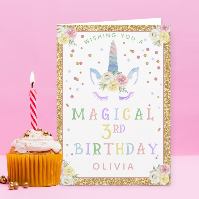 Magical Unicorn Girls Any Age Birthday Card (Creator Uploaded)