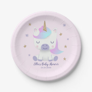 Magical Unicorn Girls Baby Shower Paper Plate