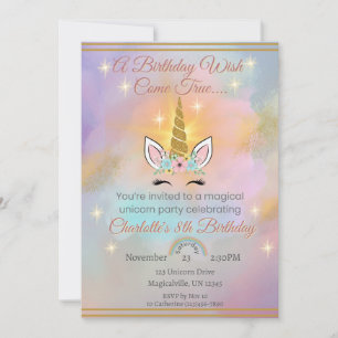 Magical Unicorn Girl's Birthday Invitation