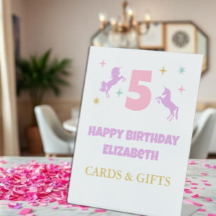 Magical Unicorn Girls Birthday Pedestal Sign