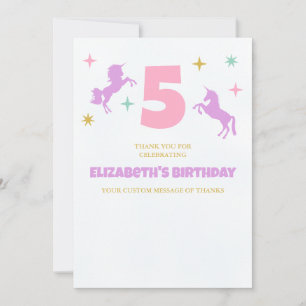 Magical Unicorn Girls Birthday Thank You Card