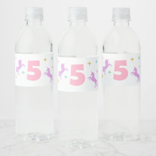 Magical Unicorn Girls Birthday Water Bottle Label