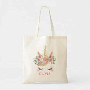 Magical Unicorn Glitter and Gold Personalised Tote Bag