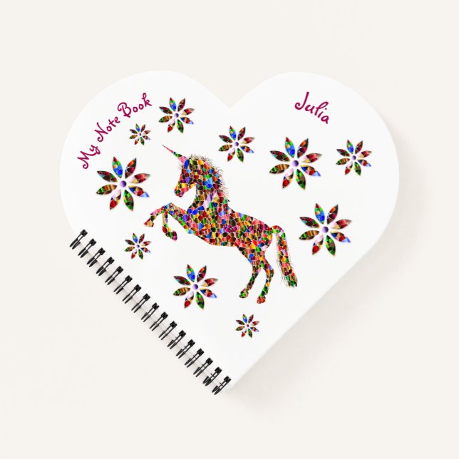 Magical Unicorn Glitter Girly Believe Personalise  Notebook (Front)