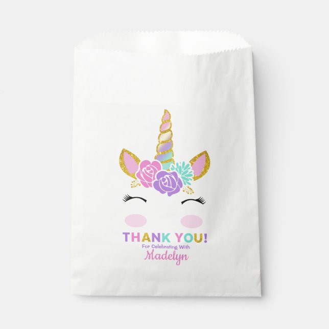 Magical Unicorn Glitter Stars Birthday Favour Bags (Front)