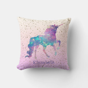 Magical Unicorn, Gold Confetti Cushion