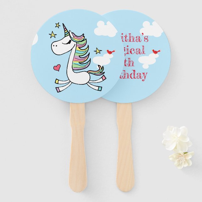Magical Unicorn Hand Fan (Front and Back)