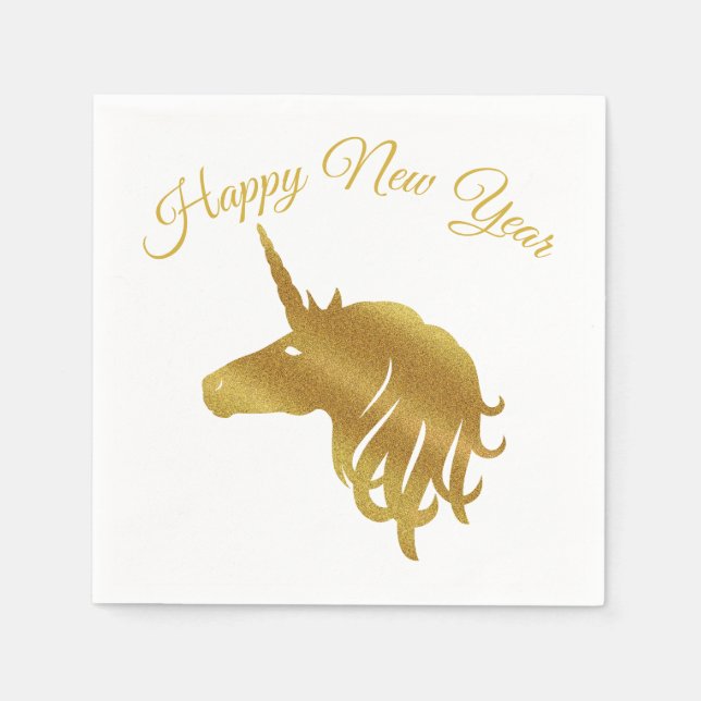 Magical Unicorn Happy New Year Napkin (Front)