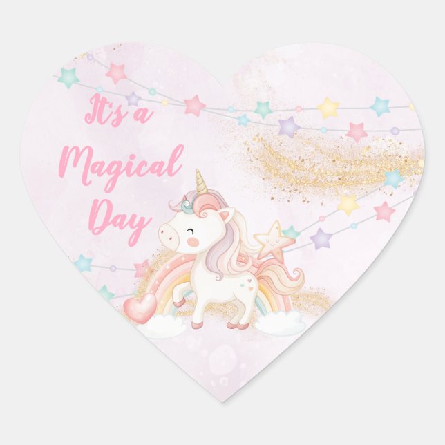 Magical Unicorn Heart Sticker (Front)