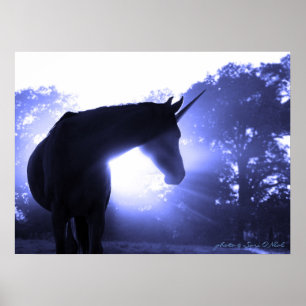 Magical Unicorn in Blue Poster