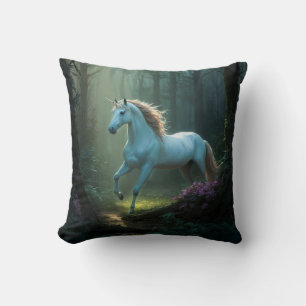 Magical Unicorn in Enchanted Forest Cushion