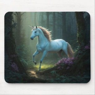 Magical Unicorn in Enchanted Forest Mouse Mat