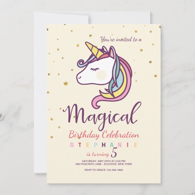 Magical Unicorn Invitation (Front)