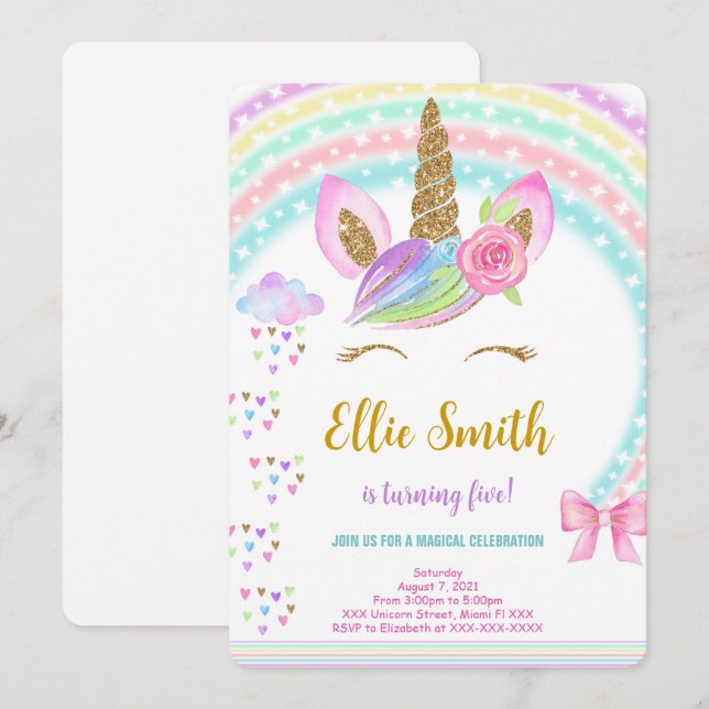 MAGICAL Unicorn Invitation (Front/Back)