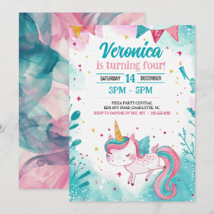 Magical Unicorn Kid's Fun Birthday Party Invitation