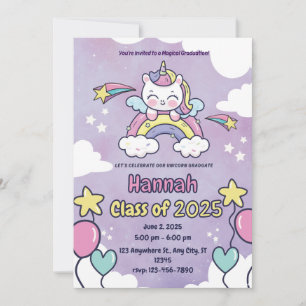 Magical Unicorn Kindergarten Graduation Invitation