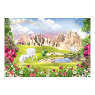 Magical Unicorn Kingdom – Fantasy Castle Landscape Photo Print