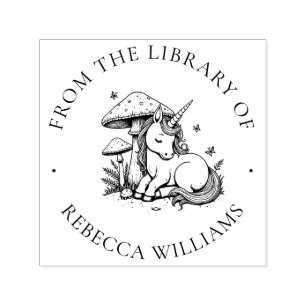 Magical Unicorn Library Book Stamp