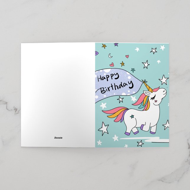 Magical Unicorn Lovers Birthday Greeting Card (Outside Laydown)