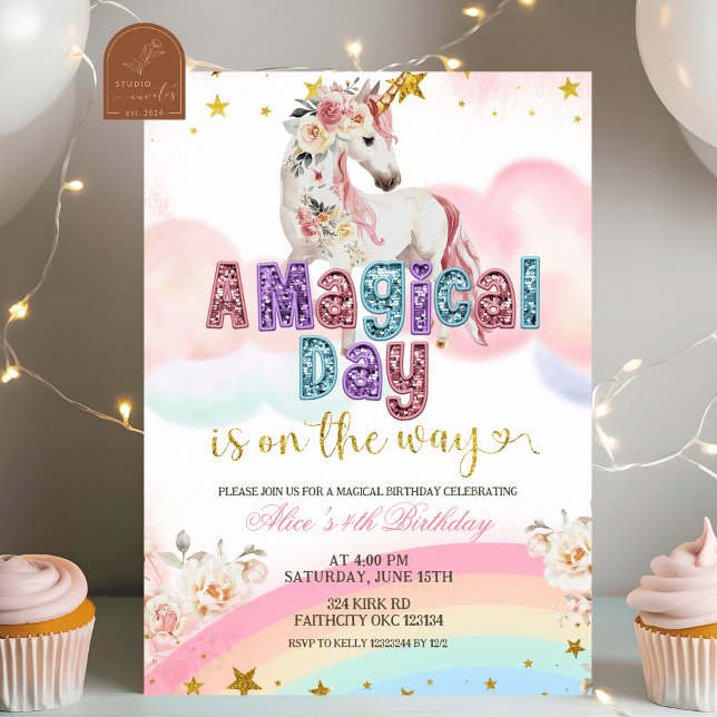 Magical Unicorn Magical Day is on the way birthday Invitation (Creator Uploaded)