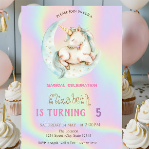 Magical Unicorn Moon Holographic Invitation