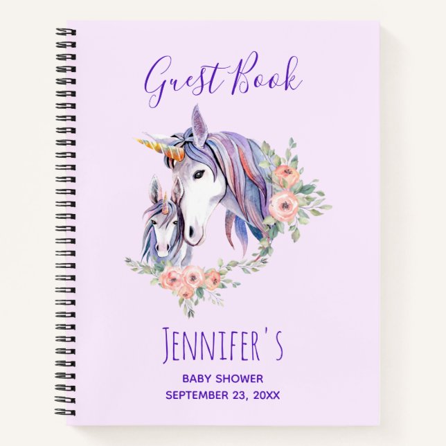 Magical Unicorn Mum & Baby Shower Guest Book (Front)