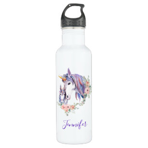 Magical Unicorn Mum & Baby Watercolor 710 Ml Water Bottle