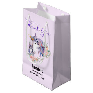 Magical Unicorn Mum & Baby Watercolor Baby Shower Small Gift Bag