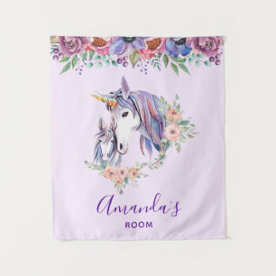 Magical Unicorn Mum & Baby Watercolor Tapestry