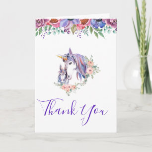 Magical Unicorn Mum & Baby Watercolor Thank You Card