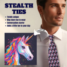 Magical Unicorn Navy Blue and Pink Neck Tie