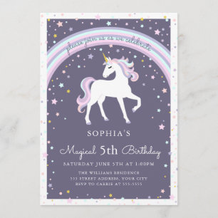 Magical Unicorn Numbered Birthday Invite
