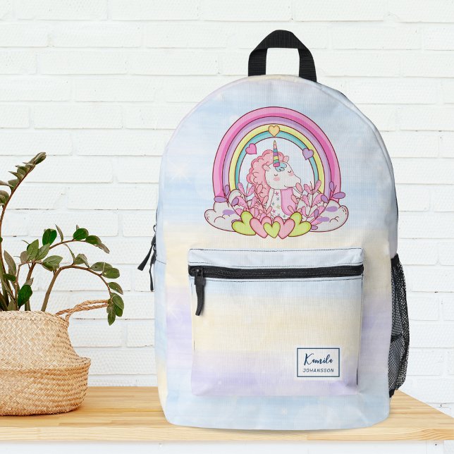 Magical Unicorn on Clouds Abstract Rainbow Custom Printed Backpack (Creator Uploaded)
