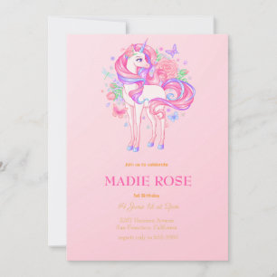 Magical Unicorn Party Birthday Invitation