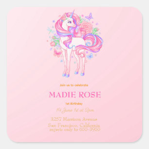 Magical Unicorn Party Birthday Square Sticker