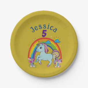 Magical Unicorn Party Invite colouring in colour Paper Plate