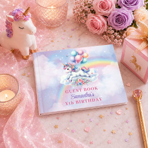 Magical Unicorn Pastel Girl Birthday Guest Book