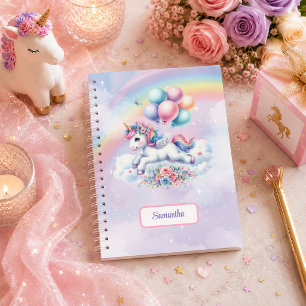 Magical Unicorn Pastel Girl Birthday Personalised Notebook