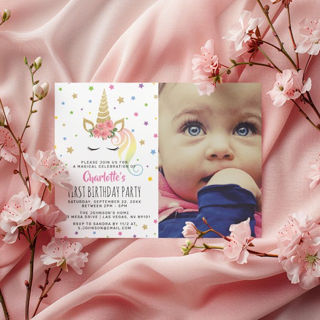 Magical Unicorn Pastel Photo | Fairytale Birthday Invitation (Creator Uploaded)