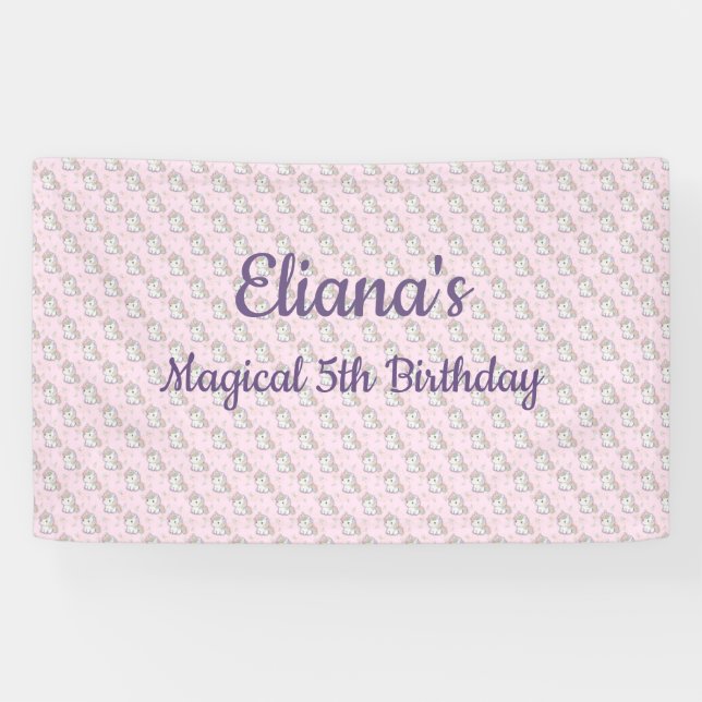 Magical Unicorn Pastel Rainbow Birthday Party Banner (Horizontal)