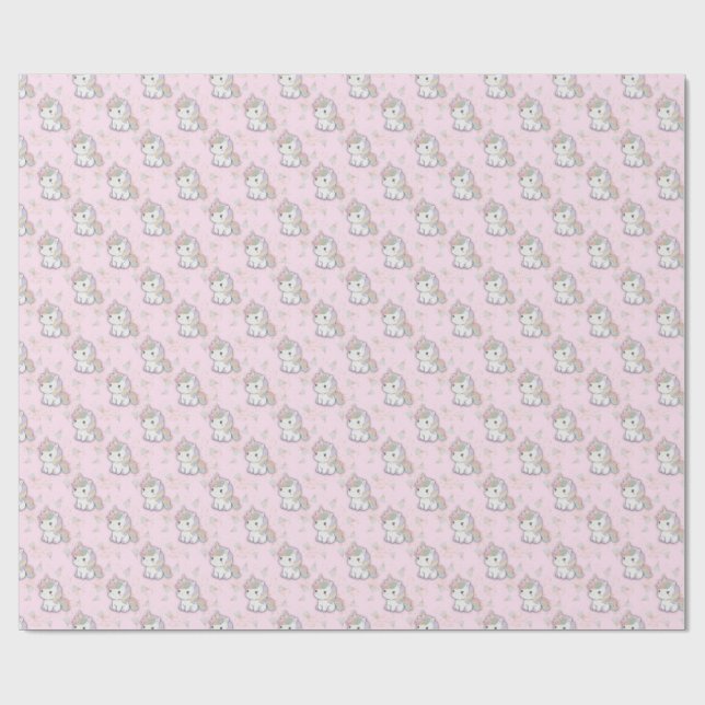 Magical Unicorn | Pastel Rainbow Party Wrapping Paper (Flat)