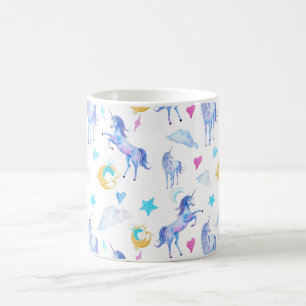 Magical Unicorn Pattern Watercolor Fantasy Design Coffee Mug