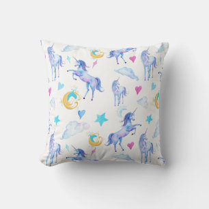 Magical Unicorn Pattern Watercolor Fantasy Design Cushion