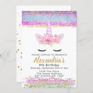 Magical Unicorn Personalised Birthday Party Invitation
