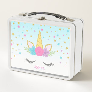 Magical Unicorn Personalised Kids Metal Lunch Box