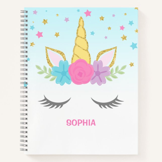 Magical Unicorn Personalised Kids Notebook (Front)