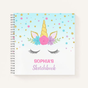 Magical Unicorn Personalised Kids Sketchbook Notebook