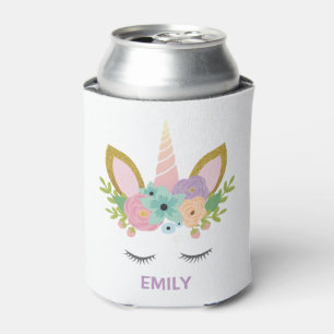 Magical Unicorn Personalised name glitter girly Can Cooler